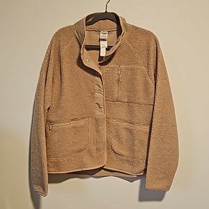 NWT Pink Tan Fleece Teddy Jacket with Snaps